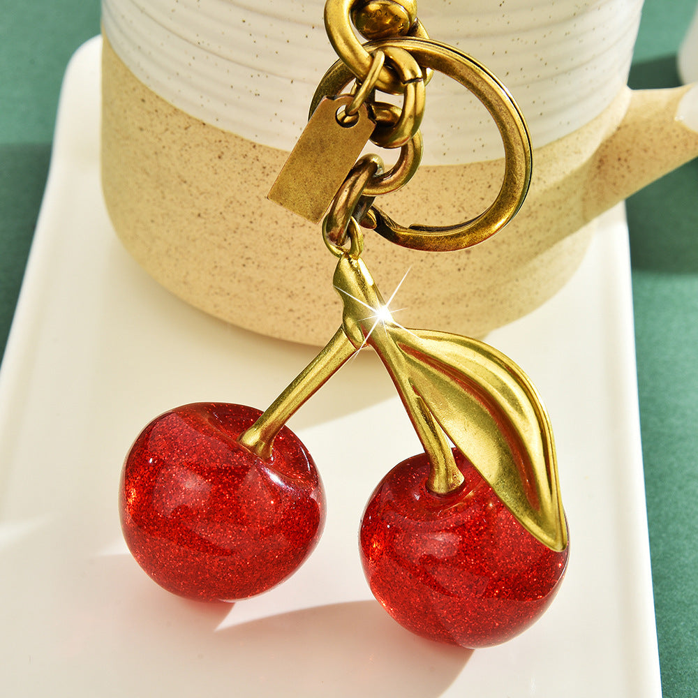 Cherry keychain bag pendant accessory exquisite charm