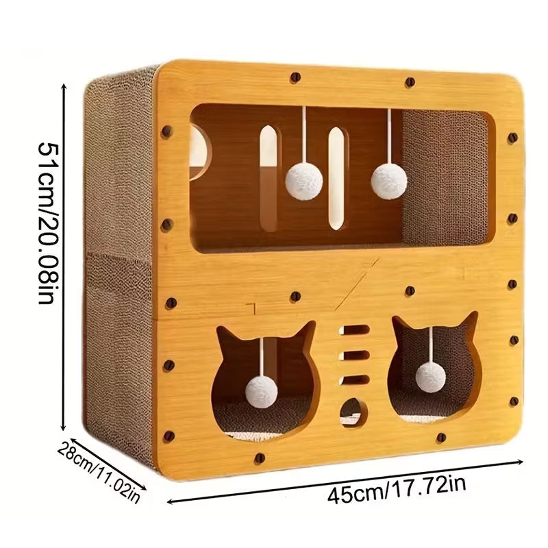3-in-1 Cat House, Bed & Scratch Post - Multi-Layer Structure Made of Soft, Eco-Friendly Cardboard
