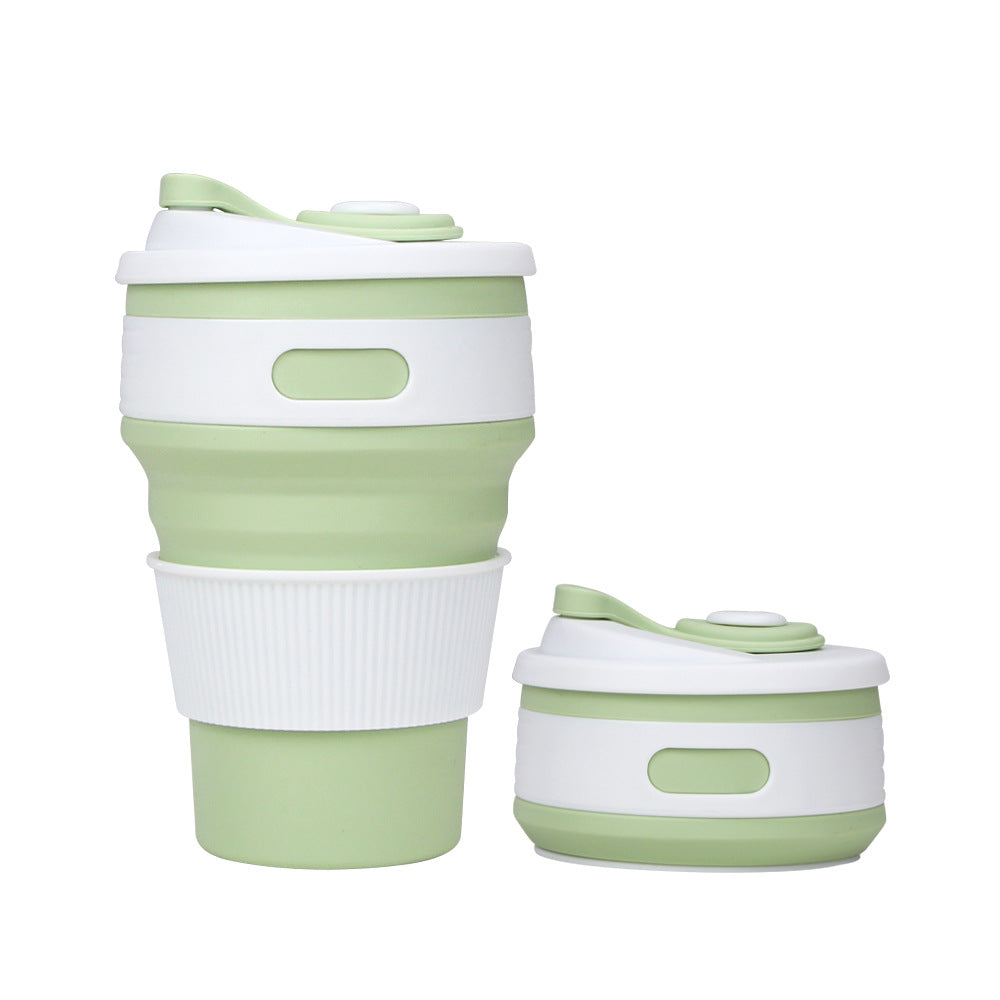 Silicone Foldable Water Cup Outdoor Portable Collapsible Cup 350ml Heat Resistant Expandable Coffee Cup