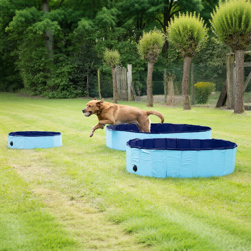 Portable Dog Swimming Pool – Foldable Pet Bathing Tub with Drain, Outdoor Puppy Pool for Summer Water Fun & Cleaning