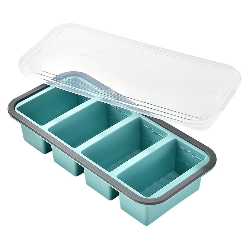 4-Cavity Silicone Ice Cream Mold with Lids, Large BPA-Free Frozen Dessert Tray, DIY Popsicle Maker Kit