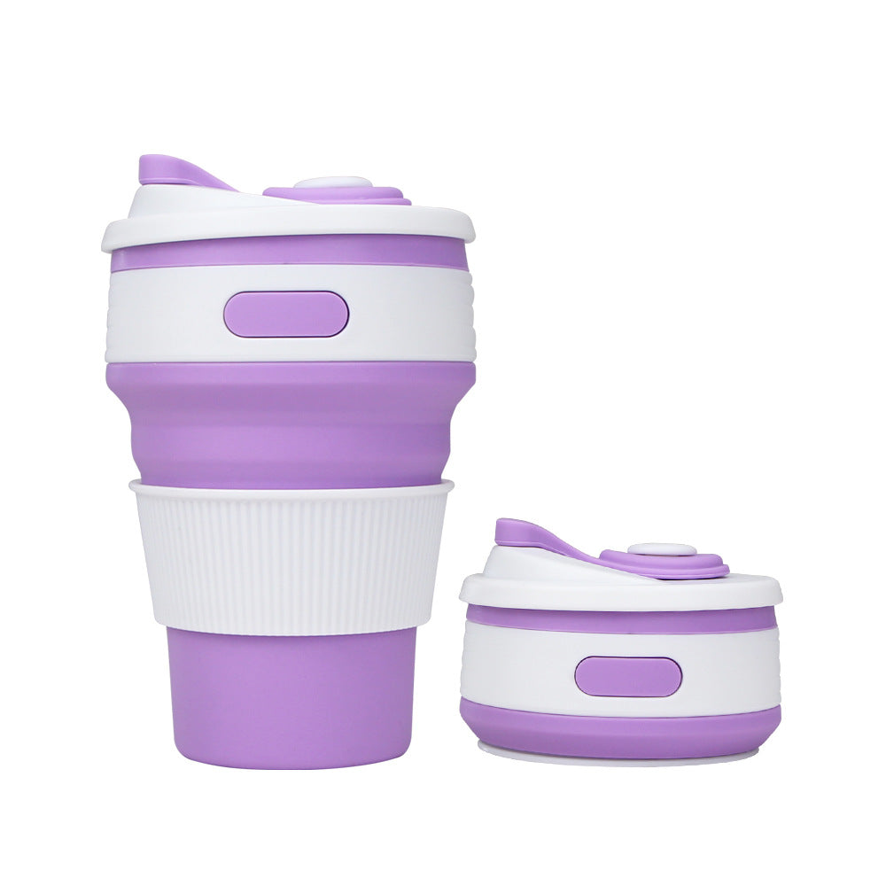 Silicone Foldable Water Cup Outdoor Portable Collapsible Cup 350ml Heat Resistant Expandable Coffee Cup
