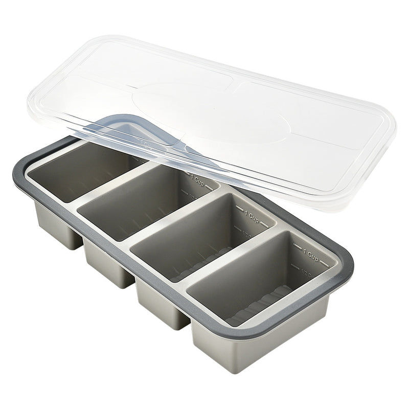 4-Cavity Silicone Ice Cream Mold with Lids, Large BPA-Free Frozen Dessert Tray, DIY Popsicle Maker Kit