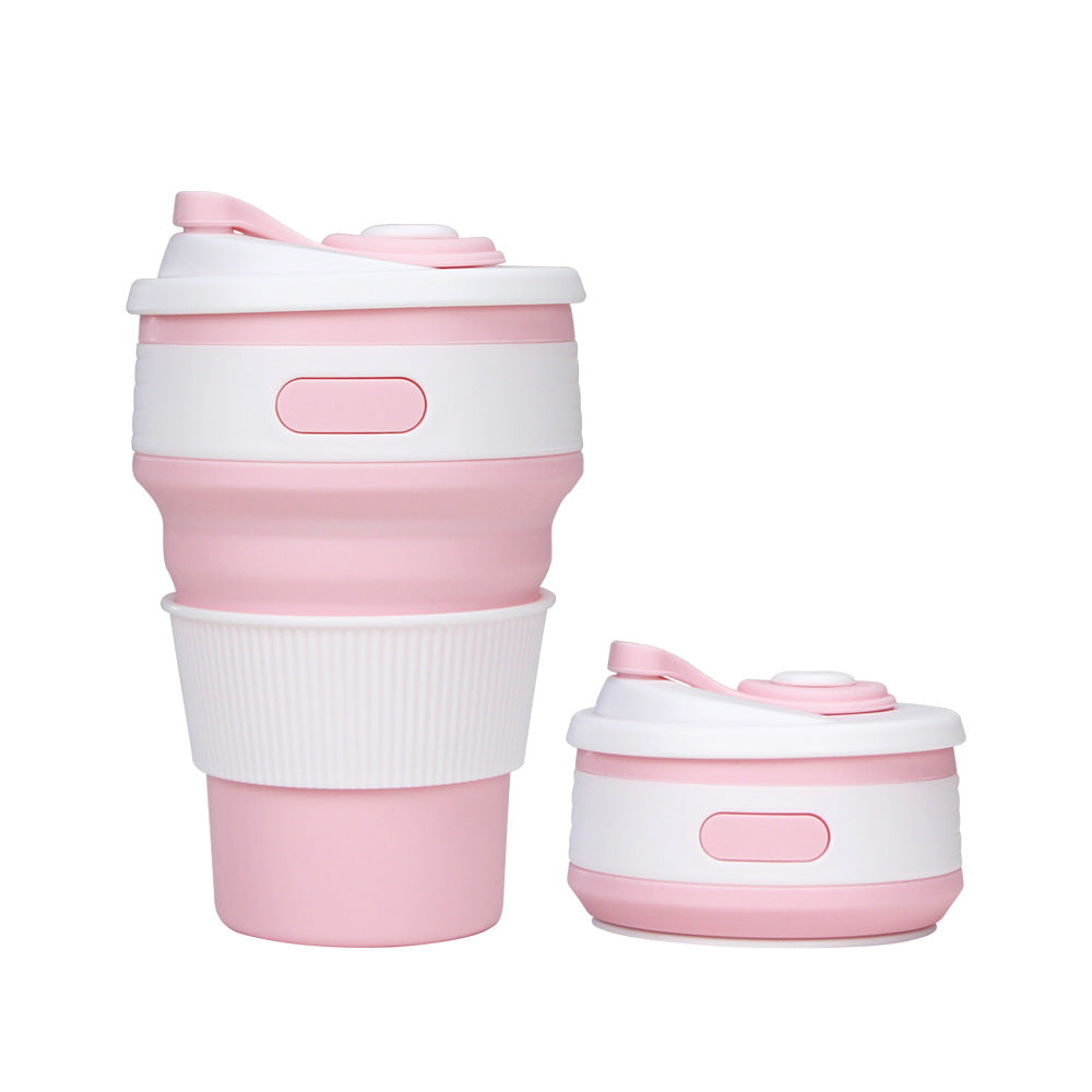 Silicone Foldable Water Cup Outdoor Portable Collapsible Cup 350ml Heat Resistant Expandable Coffee Cup