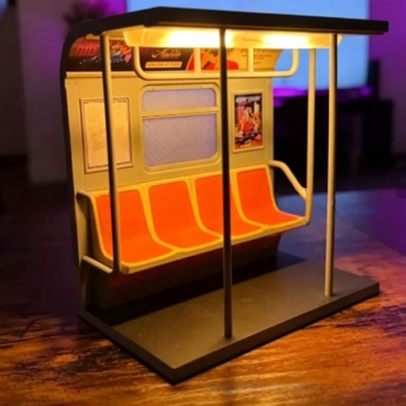 Retro Subway Train Lamp – Vintage Metro Style Table Light with Warm LED – Unique Desk & Bedroom Decor