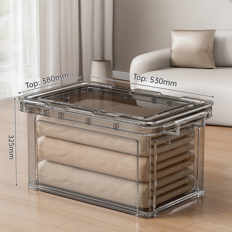 Large Transparent Plastic Storage Box - Perfect for Organizing Clothes, Quilts, Toys, and Snacks in Wardrobe & Home Use