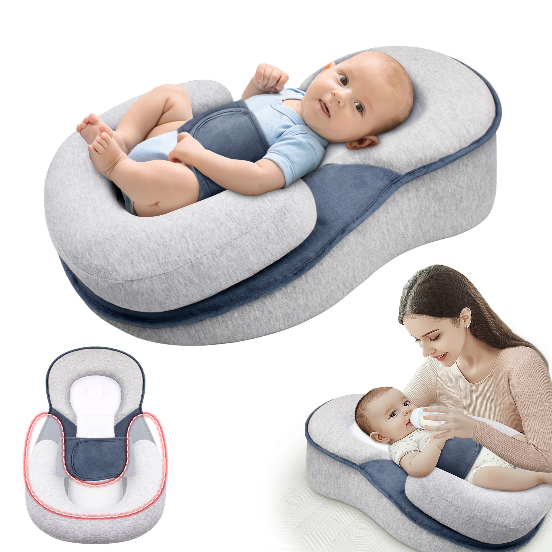 Infant Anti-Reflux Incline Pillow Baby Feeding Aid Newborn Reclining Pad Nursing Pillow