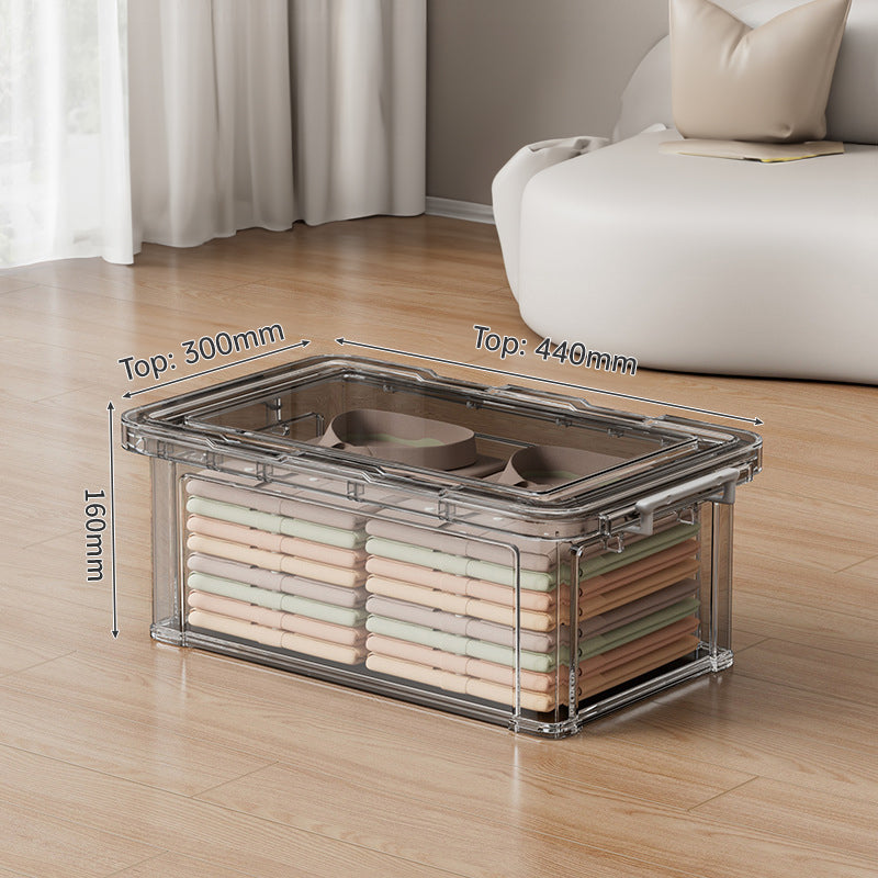 Large Transparent Plastic Storage Box - Perfect for Organizing Clothes, Quilts, Toys, and Snacks in Wardrobe & Home Use