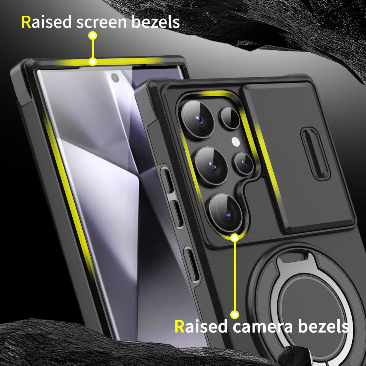 Samsung S26 Ultra Magnetic Rotating Car Mount Phone Case A17 Lens Flip Cover S25 Shockproof