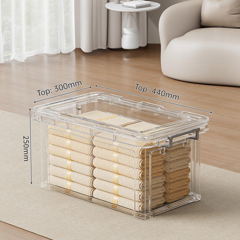 Large Transparent Plastic Storage Box - Perfect for Organizing Clothes, Quilts, Toys, and Snacks in Wardrobe & Home Use