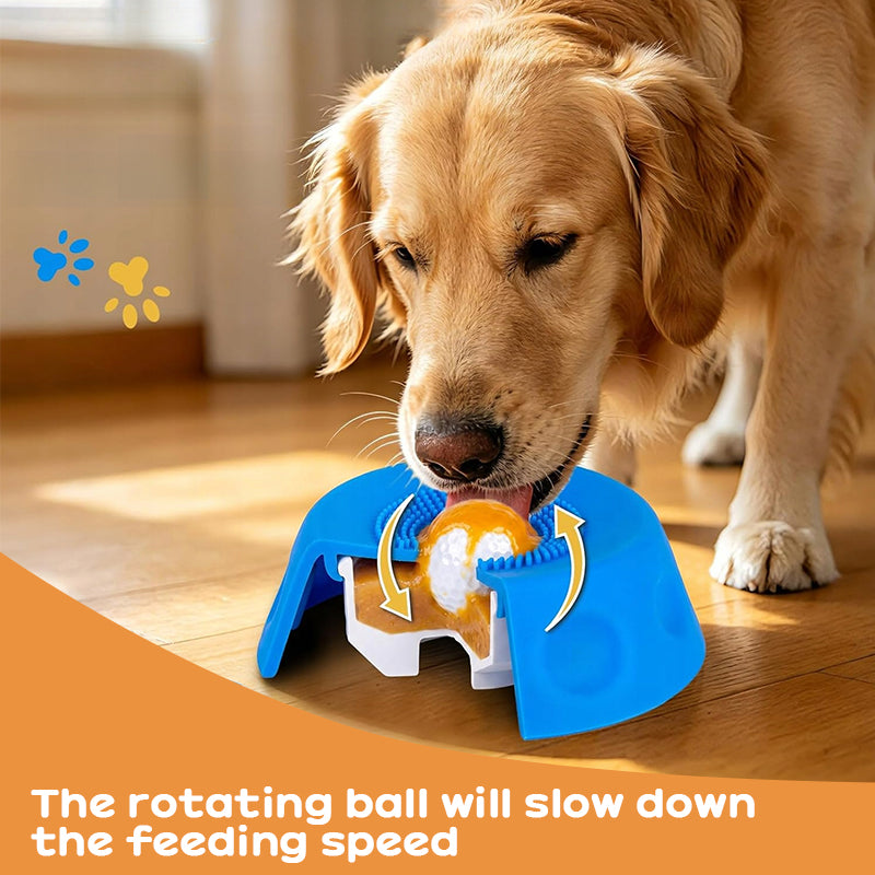 Silicone Dog Lick Bowl Slow Feeder w/ Rolling Ball, Anti-Choking & Non-Slip