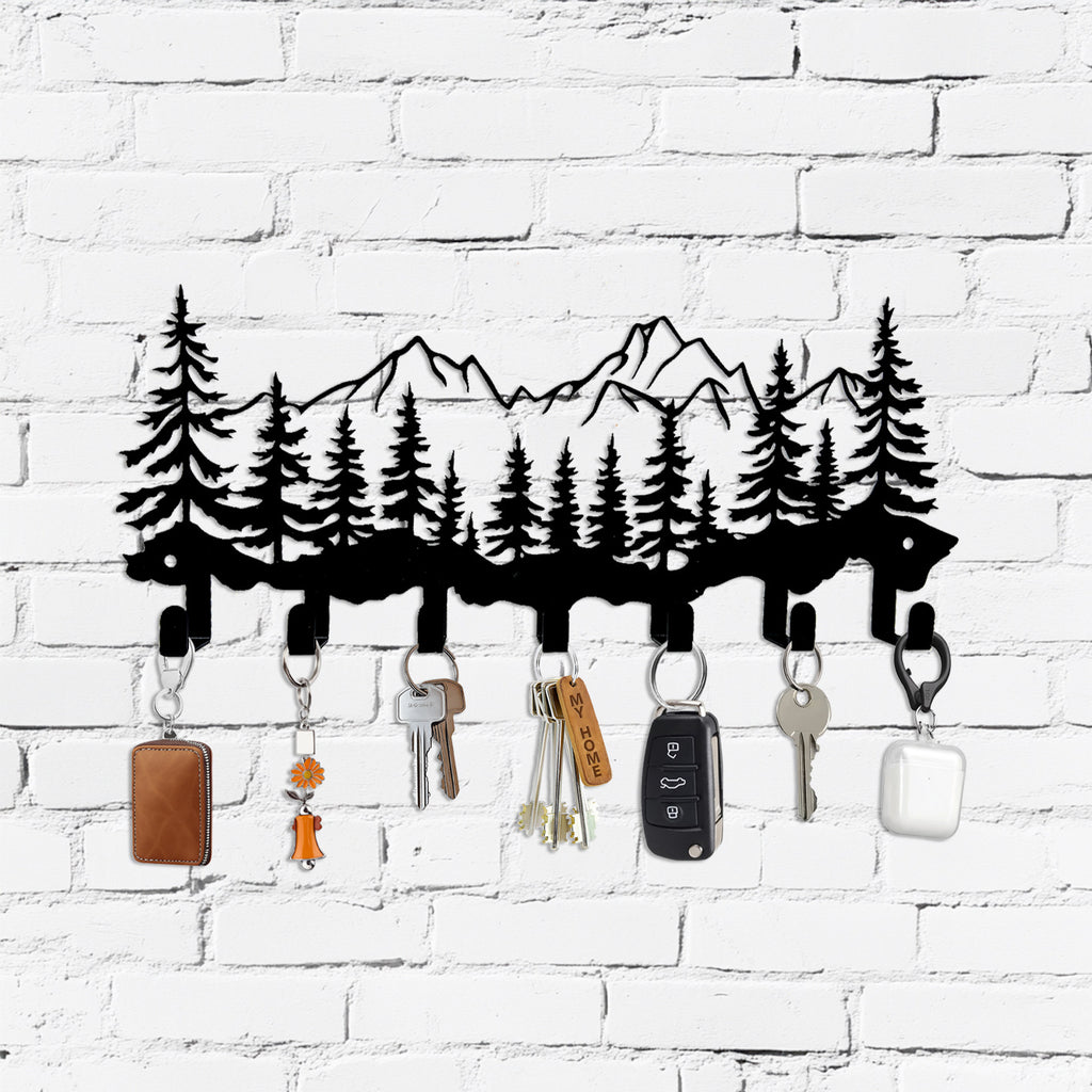 Iron Art Mountain and Tree Hook Home Key Storage Towel Rack Door Back Creative Storage Hook Strip