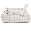Pet Sofa with Removable Washable Cover, All-Season Pet Mattress with Rabbit Fur Plush Dog Bed