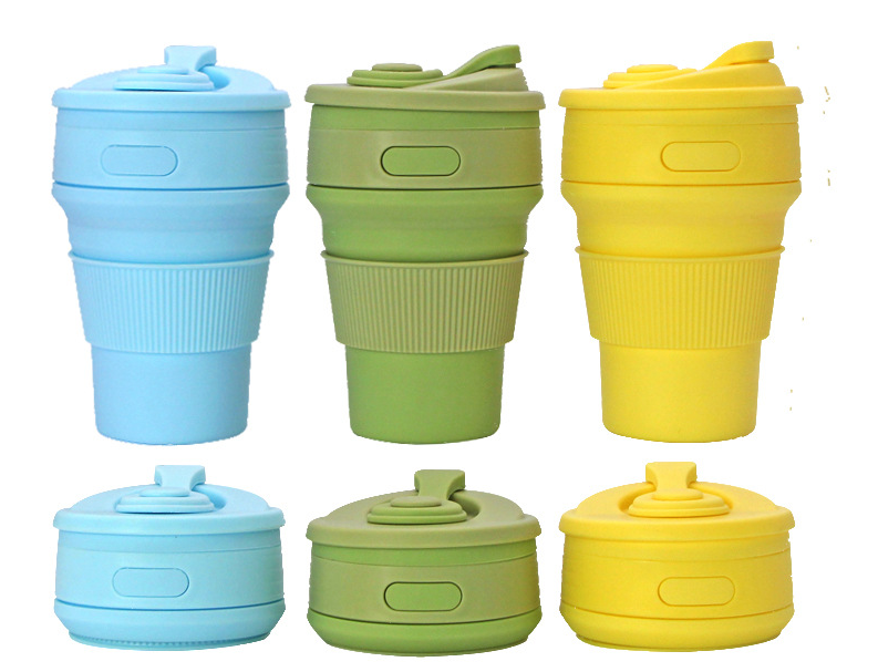 Silicone Foldable Water Cup Outdoor Portable Collapsible Cup 350ml Heat Resistant Expandable Coffee Cup