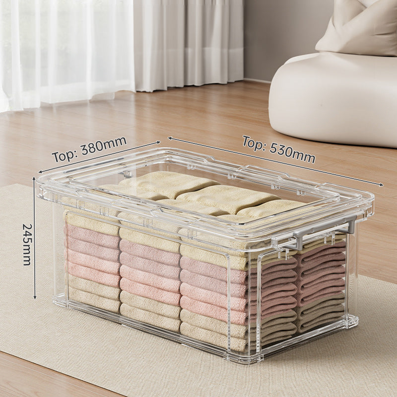 Large Transparent Plastic Storage Box - Perfect for Organizing Clothes, Quilts, Toys, and Snacks in Wardrobe & Home Use