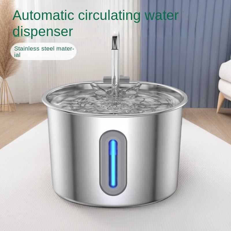 Pet Water Dispenser Stainless Steel Automatic Circulating Cat Dog Water Fountain with Filtration and Anti-Leakage Design