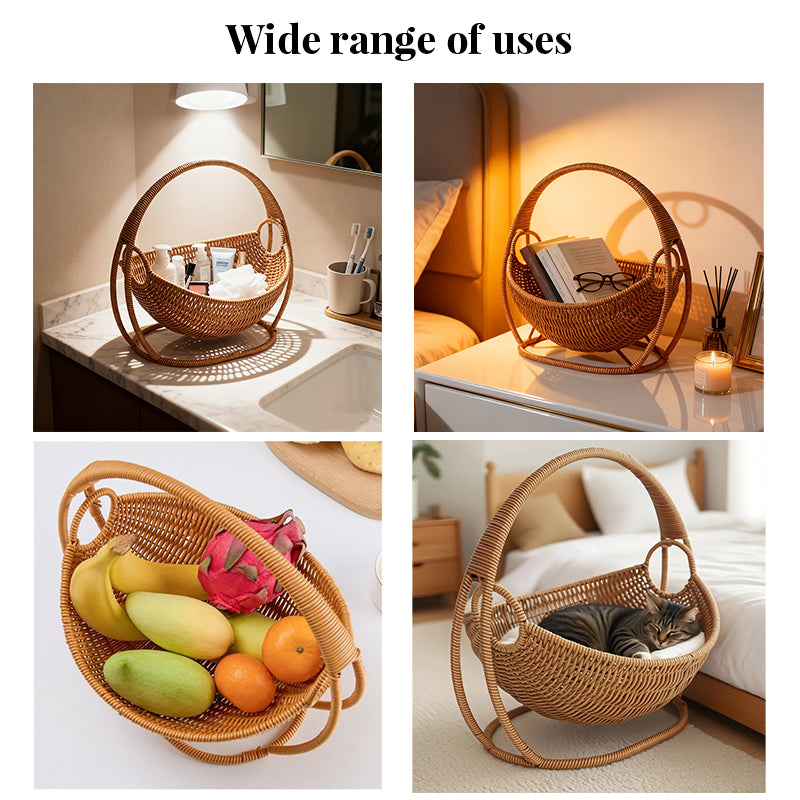 Rattan Cat Bed & House - Waterproof Wicker Cat Cave, Indoor Cat Hammock & Basket Set