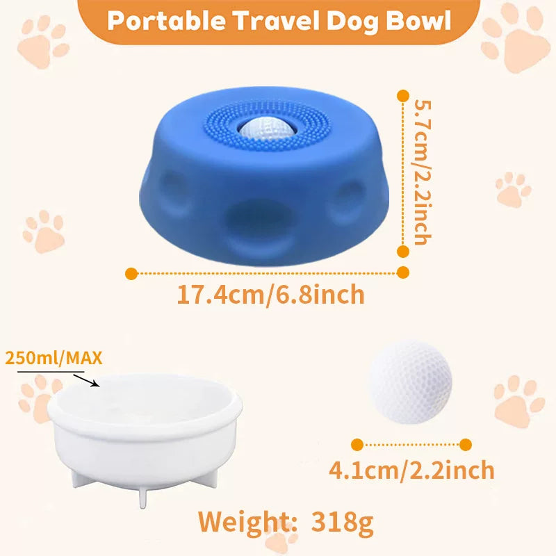 Silicone Dog Lick Bowl Slow Feeder w/ Rolling Ball, Anti-Choking & Non-Slip