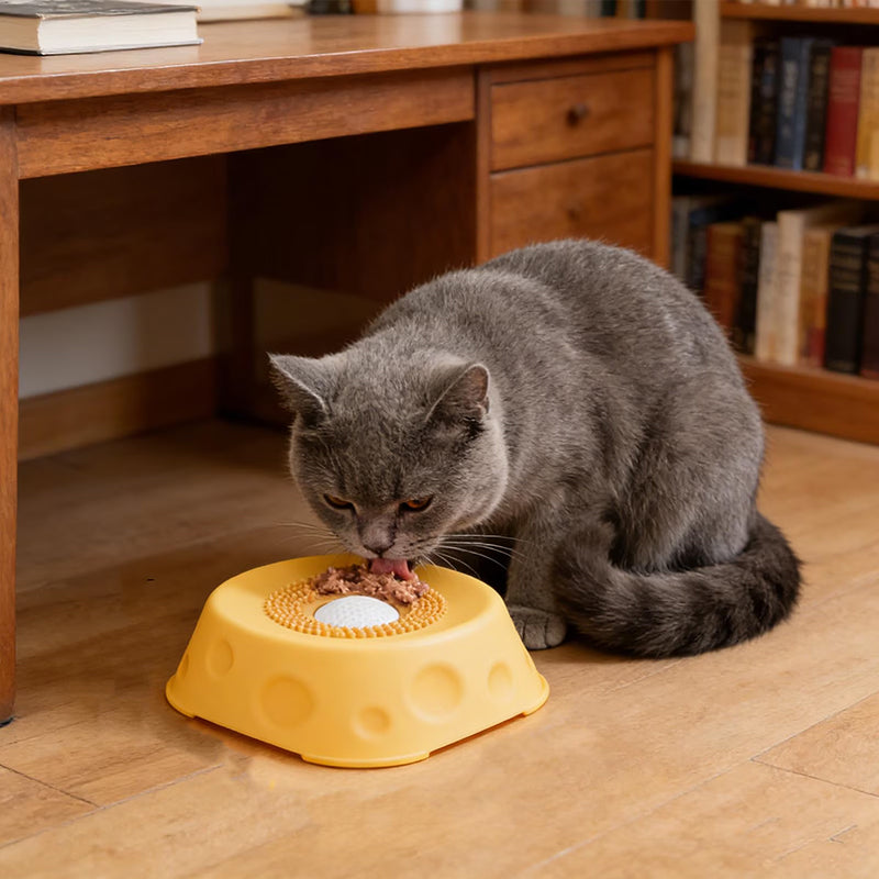Silicone Dog Lick Bowl Slow Feeder w/ Rolling Ball, Anti-Choking & Non-Slip