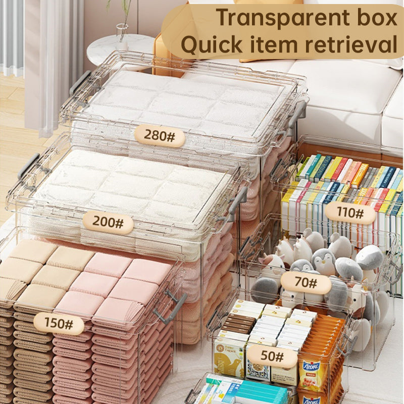 Large Transparent Plastic Storage Box - Perfect for Organizing Clothes, Quilts, Toys, and Snacks in Wardrobe & Home Use