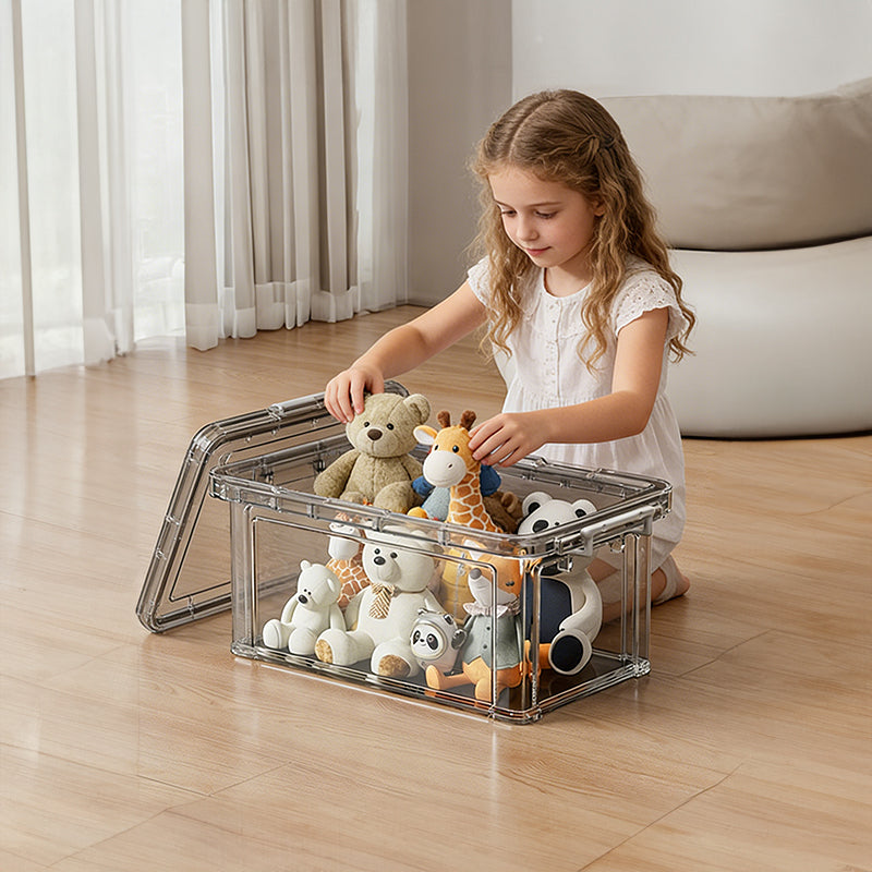 Large Transparent Plastic Storage Box - Perfect for Organizing Clothes, Quilts, Toys, and Snacks in Wardrobe & Home Use
