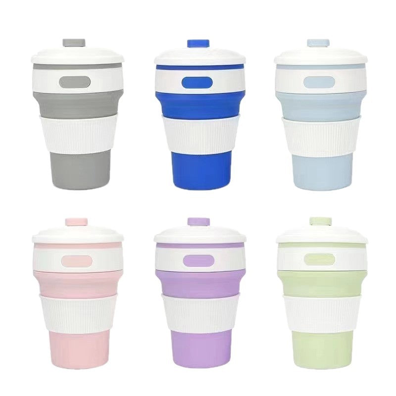 Silicone Foldable Water Cup Outdoor Portable Collapsible Cup 350ml Heat Resistant Expandable Coffee Cup