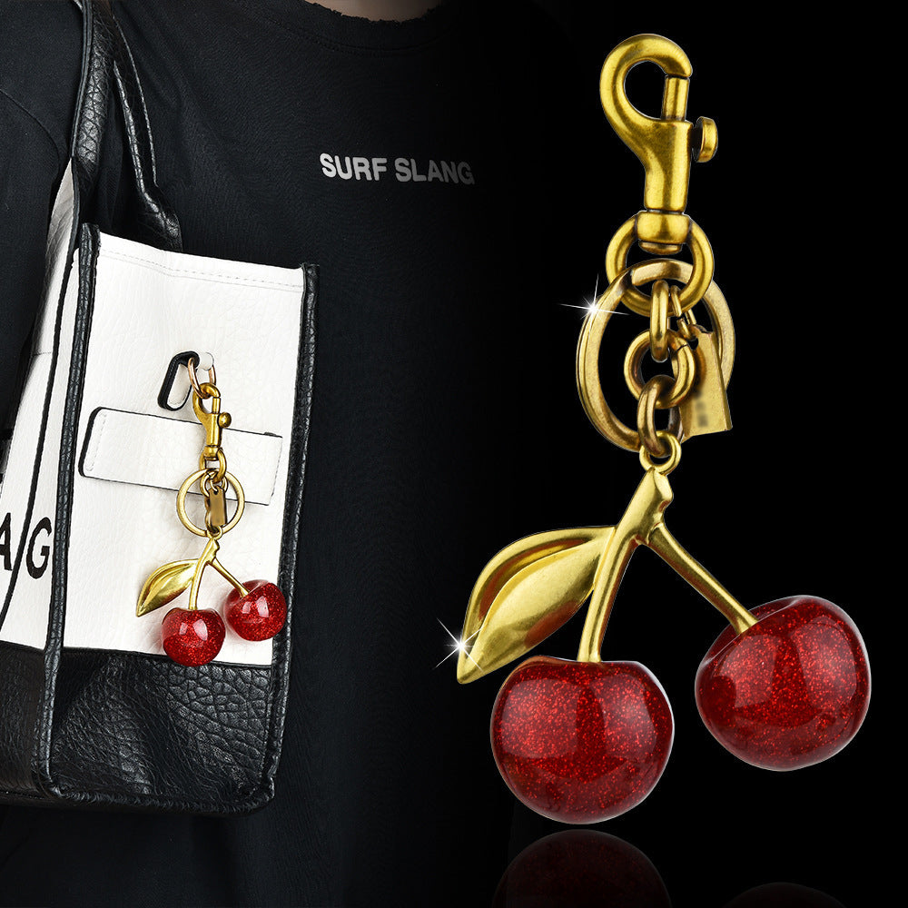 Cherry keychain bag pendant accessory exquisite charm