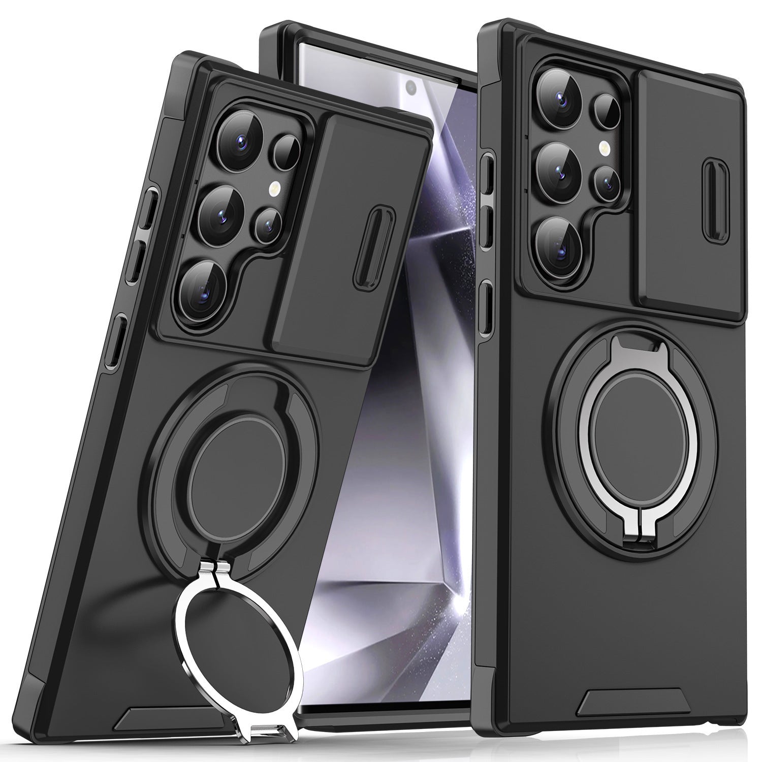 Samsung S26 Ultra Magnetic Rotating Car Mount Phone Case A17 Lens Flip Cover S25 Shockproof