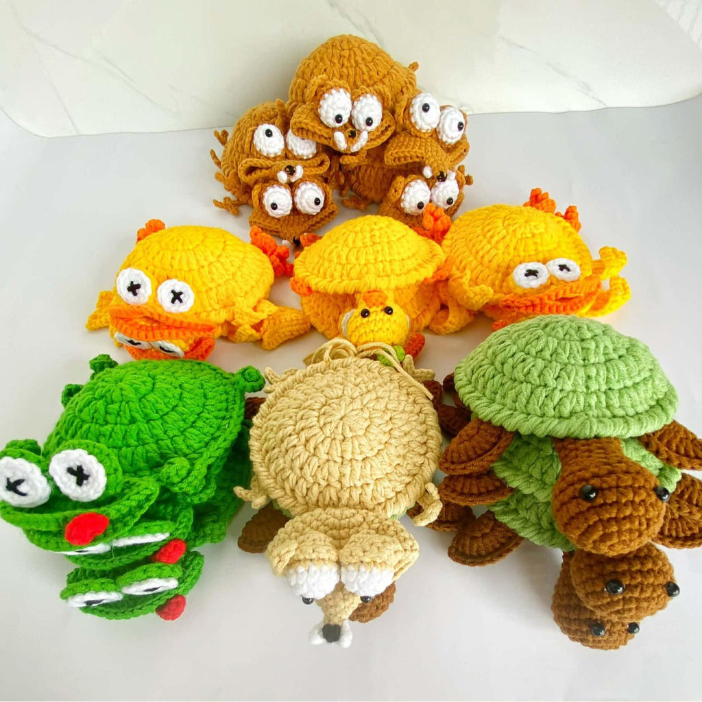 Handmade Crochet Animal Coasters Turtle Squirrel Heat Insulating Pad Creative Desk Coaster Home Decor