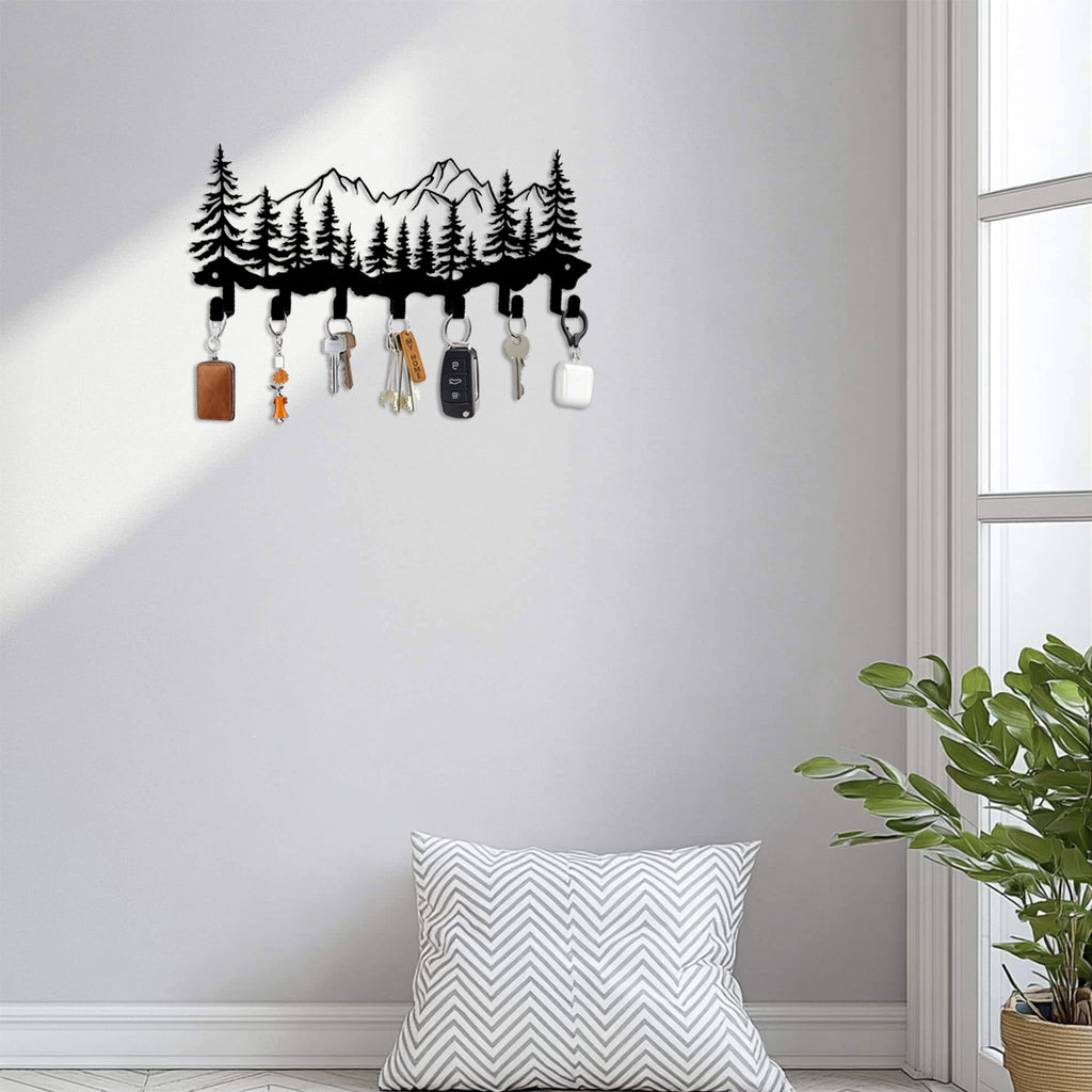 Iron Art Mountain and Tree Hook Home Key Storage Towel Rack Door Back Creative Storage Hook Strip