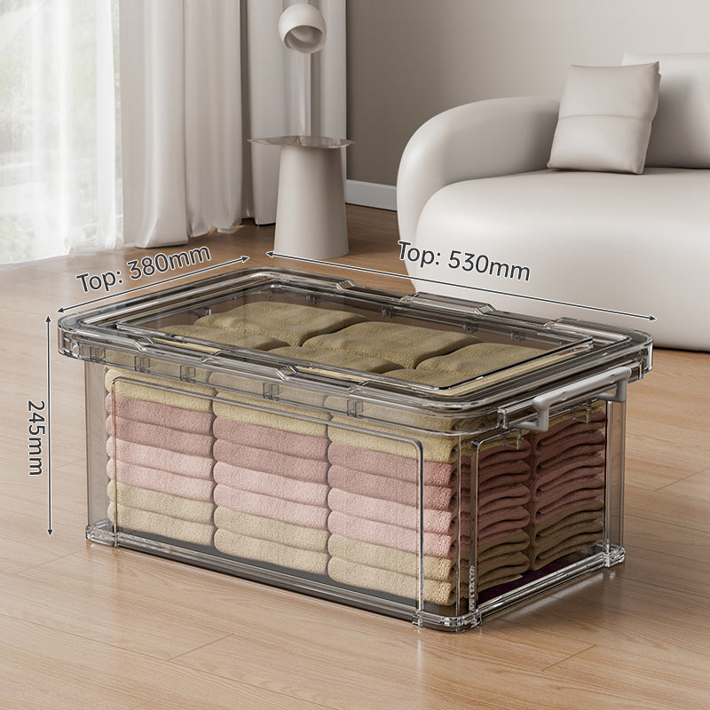 Large Transparent Plastic Storage Box - Perfect for Organizing Clothes, Quilts, Toys, and Snacks in Wardrobe & Home Use