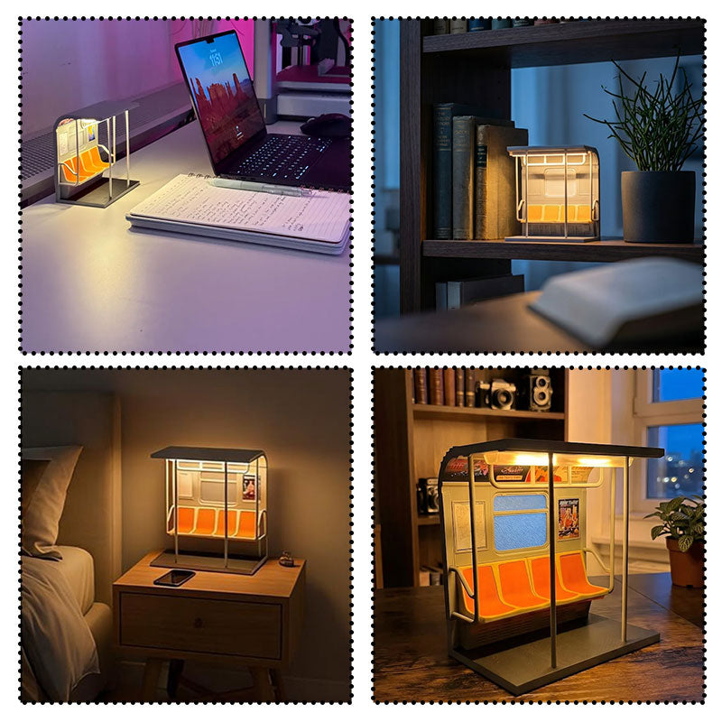 Retro Subway Train Lamp – Vintage Metro Style Table Light with Warm LED – Unique Desk & Bedroom Decor