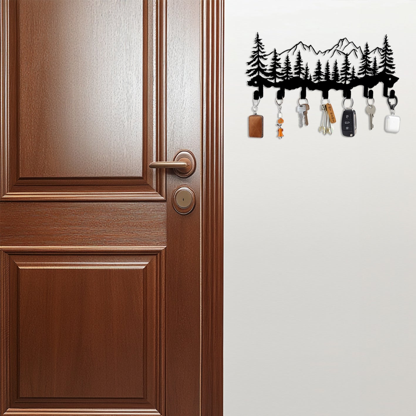 Iron Art Mountain and Tree Hook Home Key Storage Towel Rack Door Back Creative Storage Hook Strip