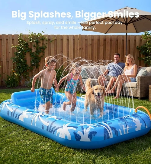 Inflatable Tanning Pool Lounger Float with Sprinkler, X-Large Pool Flo