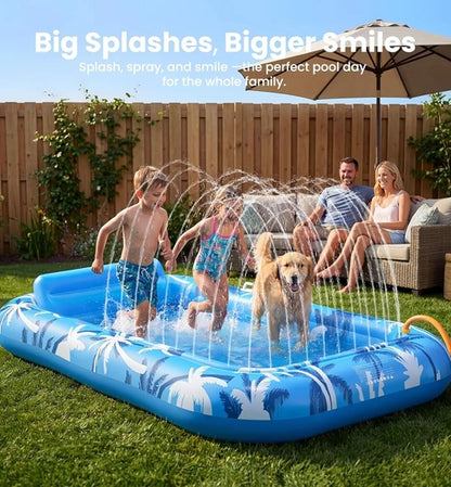 Inflatable Tanning Pool Lounger Float with Sprinkler, X-Large Pool Flo