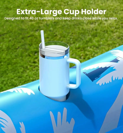 Inflatable Tanning Pool Lounger Float with Sprinkler, X-Large Pool Flo