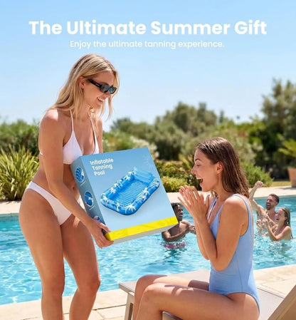 Inflatable Tanning Pool Lounger Float with Sprinkler, X-Large Pool Flo