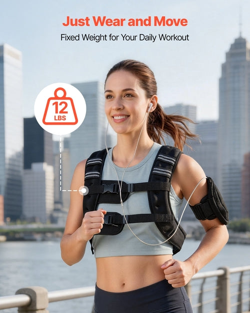 Weighted Vest, 12 lbs Weight Vest with Reflective Stripe, Adjustable