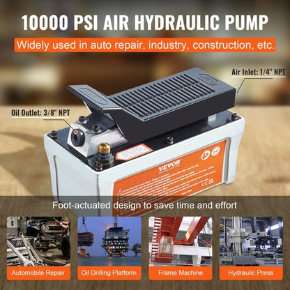 Air Hydraulic Pump, 6895 bar 1.9L Reservoir, NPT 10mm Oil Outlet, NPT