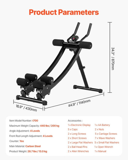 AB Workout Machine, Dual-track Ab Workout Equipment at Home Gym, Core