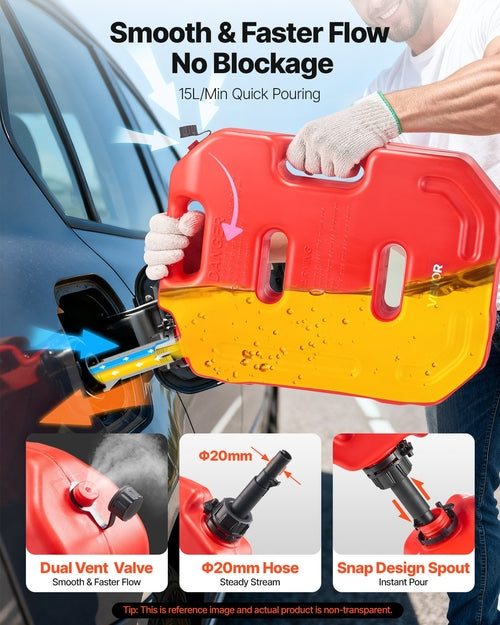 Fuel Container, 10 L, Gas Can with Spout and Lockable Bracket, 15