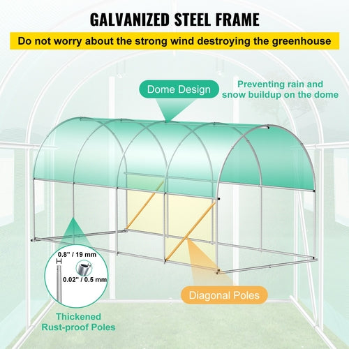 Walk-in Tunnel Greenhouse, 4.5 x 2 x 2 m /15 x 7 x 7 ft Portable Plant