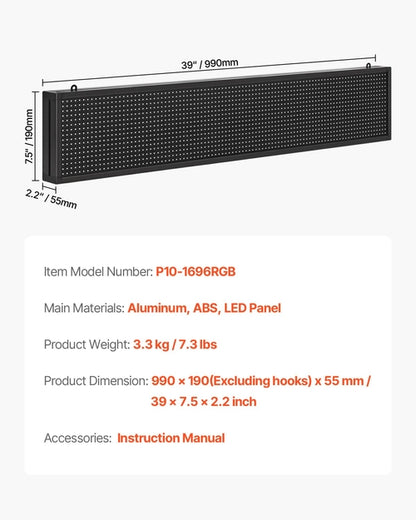 Programmable LED Sign, P10 Full Color Flexible Digital Scrolling