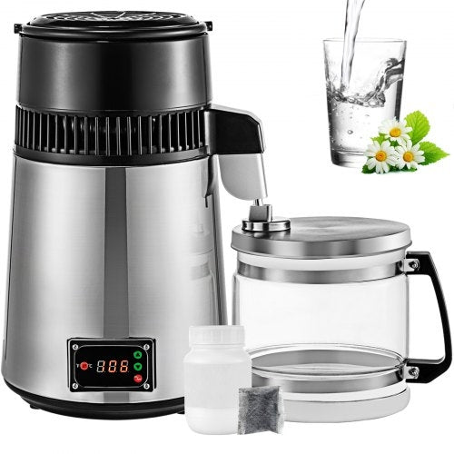 Silver Water Distiller Machine 750W Adjustable Temperature Water