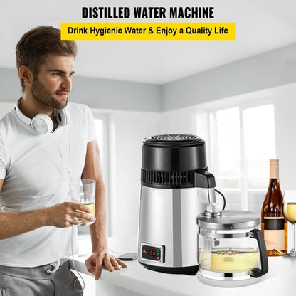 Silver Water Distiller Machine 750W Adjustable Temperature Water